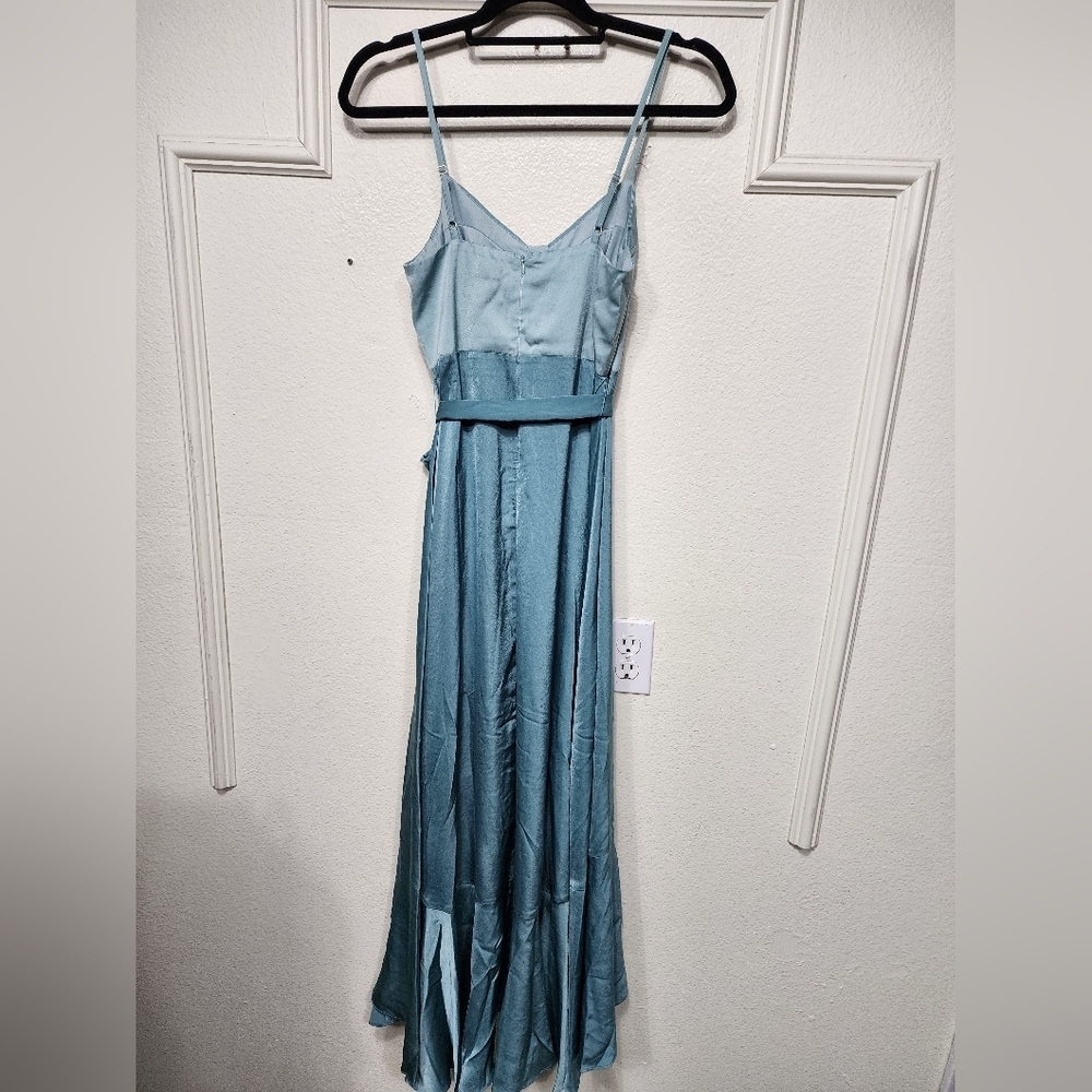 Lulus Double Darling Sage Green Color Block Satin… - image 8